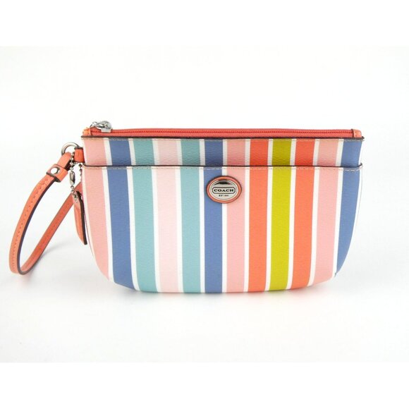 Coach Hampton Watercolor Stripe Wristlet in excellent condition - Picture 1 of 13